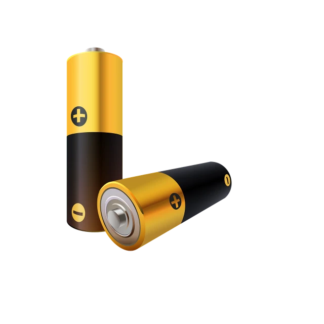 a couple of batteries sitting next to each other, digital art, in style of ultra realistic, black and yellow colors, small chamber. hyperrealistic, realistic light and shadow