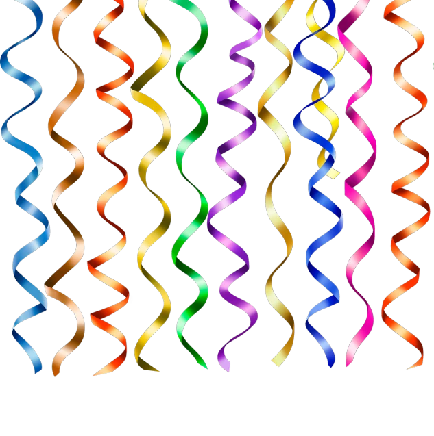 a bunch of different colored ribbons on a black background, a digital rendering, by David Burton-Richardson, swirly curls, at the party, no gradients, vertical orientation