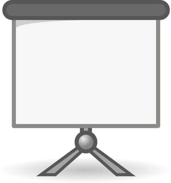 a projector screen sitting on top of a table, a computer rendering, by Andrei Kolkoutine, pixabay, computer art, clipart icon, black and white background, vertical orientation, .eps