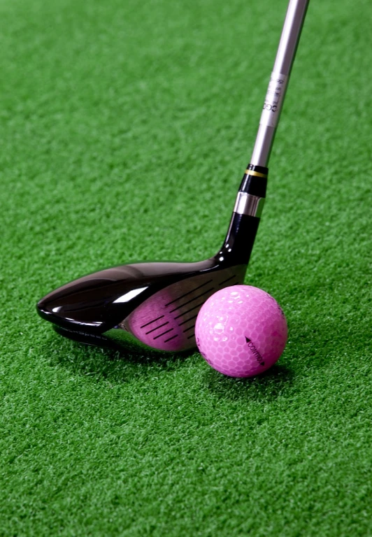 a pink golf ball next to a black golf club, inspired by Shirley Teed, flickr, hybrid, けもの, istockphoto, a wooden