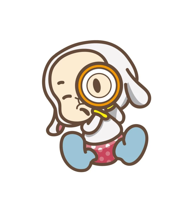 a cartoon dog looking through a magnifying glass, a picture, mingei, original chibi bunny girl, cartoonish vector style, taken with sony alpha 9, sleepy expression