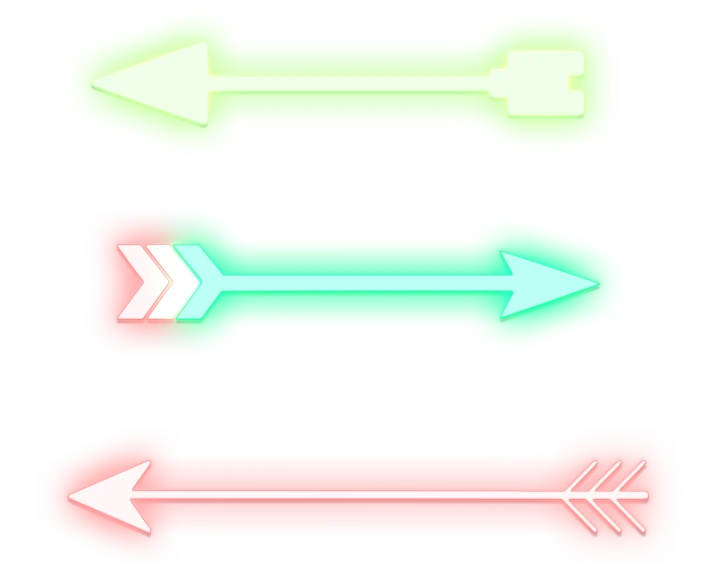three green and red arrows on a black background, concept art, by Lisa Nankivil, hurufiyya, glowing street signs, game icon asset, cutie mark, glowing lights in armor