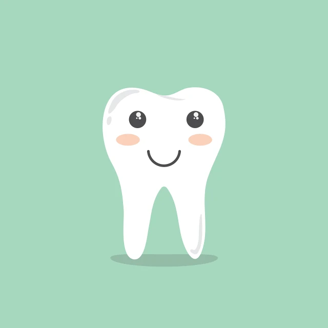 a tooth with a smile on it's face, a cartoon, shutterstock, minimalism, tiffany, a green, smooth illustration