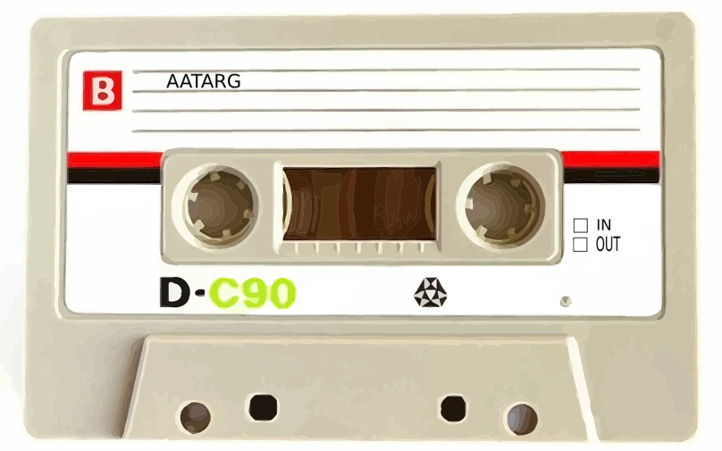 a close up of a cassette on a white surface, by Ay-O, deviantart, art deco, banner, digital art - n 9, amagaitaro, from the 7 0 s