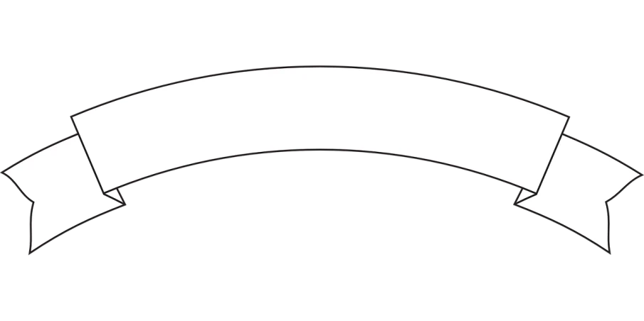 a black and white image of a curved banner, lineart, flickr, hurufiyya, black backround. inkscape, full view blank background, white belt, outline glow