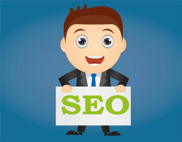 a man in a suit holding a sign that says seo, an illustration of, cartoon style illustration, full pose, link, shade