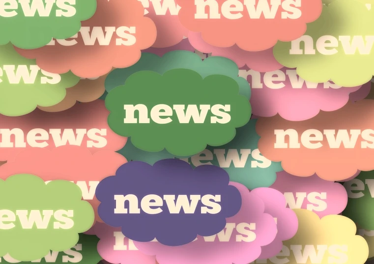 a pile of colorful paper clouds with the word news on them, a photo, beautiful photo, dsrl photo, rendered illustration, very nice pastel colors