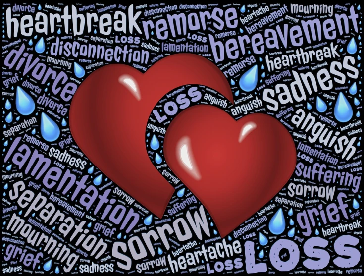 a couple of red hearts sitting next to each other, by David Burton-Richardson, pixabay, sots art, like tears in rain time to die, the end of the word, loss and despair, vector