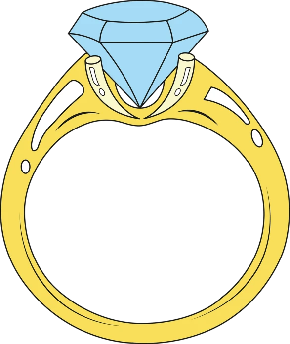 a diamond ring on a black background, inspired by L. A. Ring, minimalism, cartoon style illustration, blue gold and black, without text, venture brothers