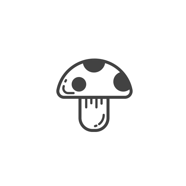 a black and white picture of a mushroom, an illustration of, minimalism, clean logo design, spotted, cute illustration, game icon