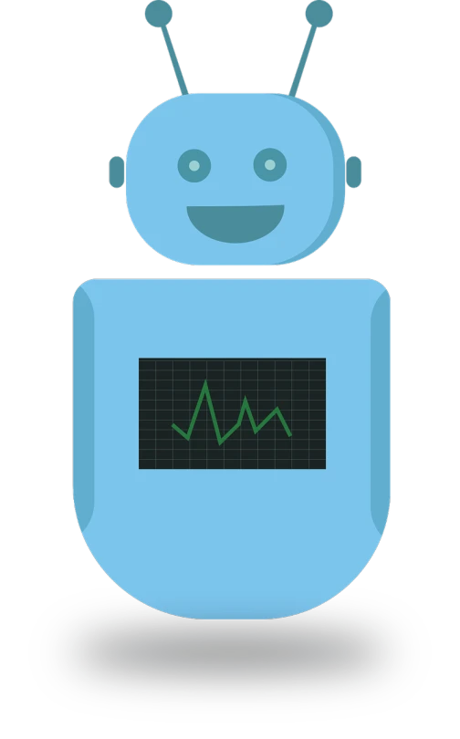 a blue robot sitting on top of a table, trending on reddit, digital art, infographics. logo. blue, [[[[grinning evily]]]], flash animation, detailed face of an android