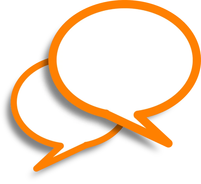 two orange speech bubbles on a white background, by Chris Rahn, 000, cad, custom, of