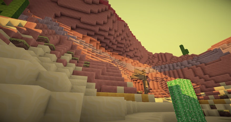 a desert scene with a cactus in the foreground, a screenshot, inspired by Esteban Vicente, joe biden in minecraft, earthtone colors, abstract blocks, very close shot