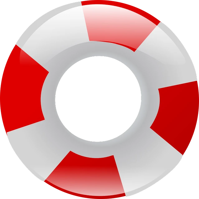a red and white life preserver on a black background, a screenshot, inspired by Oskar Lüthy, op art, glossy shiny reflective, round iris, cartoonish and simplistic, inflatable