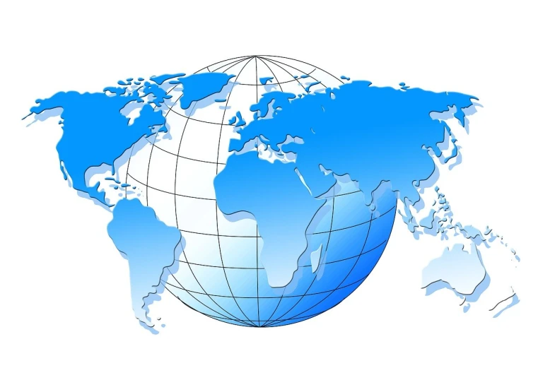 a map of the world on a white background, a digital rendering, clipart, gogo : :, ball, good shading