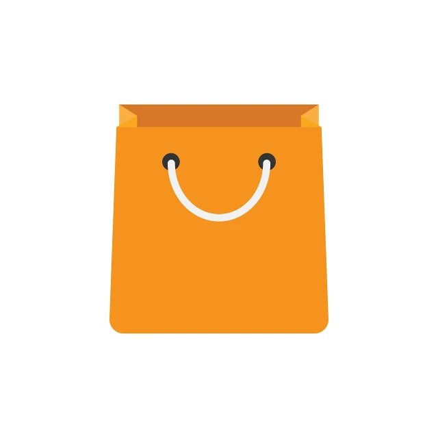 an orange shopping bag with a smiley face, minimalism, game icon asset, flat - color, monaco, japan