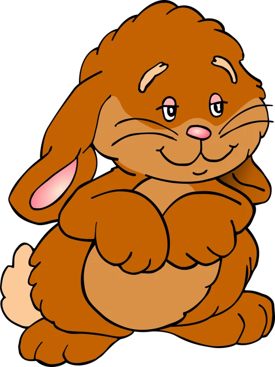 a brown rabbit sitting on its hind legs, a digital rendering, pixabay, furry art, !!! very coherent!!! vector art, garfield, big smirk, brown:-2