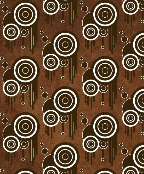 a pattern of circles on a brown background, inspired by Nyuju Stumpy Brown, trending on pixabay, art nouveau, dripping tar, 3 d graffiti texture, !!! very coherent!!! vector art, cotton