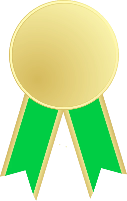 a gold medal with a green ribbon around it, pixabay contest winner, computer art, pierced, very very low quality picture, round-cropped, toddler