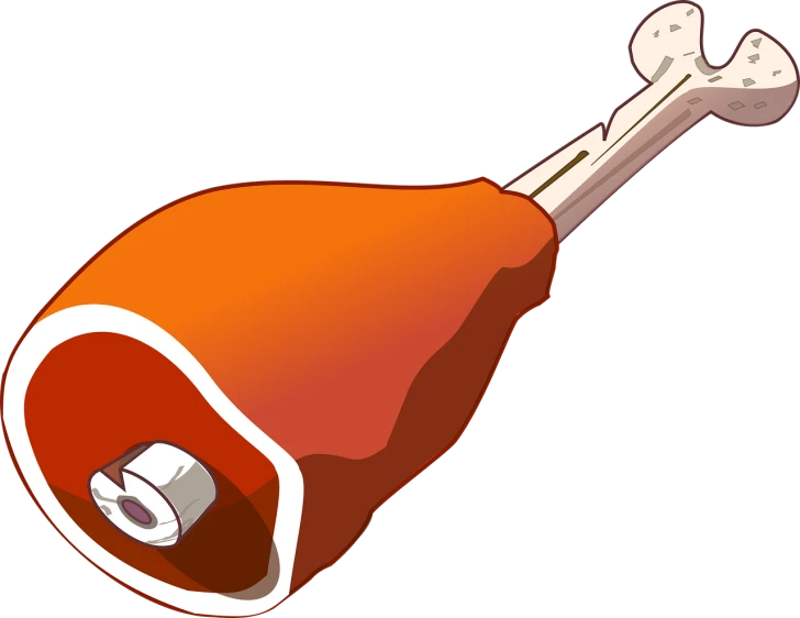 a piece of meat sitting on top of a table, a digital rendering, by Tom Carapic, pixabay, sōsaku hanga, tight bone structure, from family guy, an orange, turkey