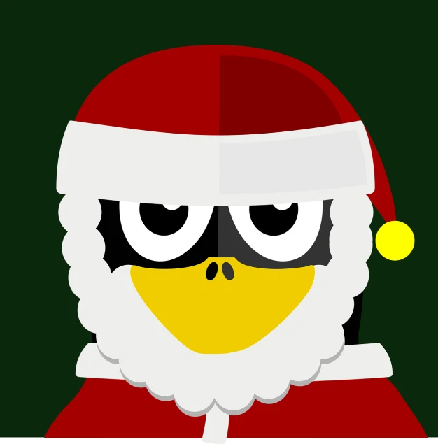 a cartoon penguin wearing a santa claus outfit, vector art, inspired by Jacob Duck, sōsaku hanga, owl mask, closeup portrait shot, winston from overwatch, minimalissimo