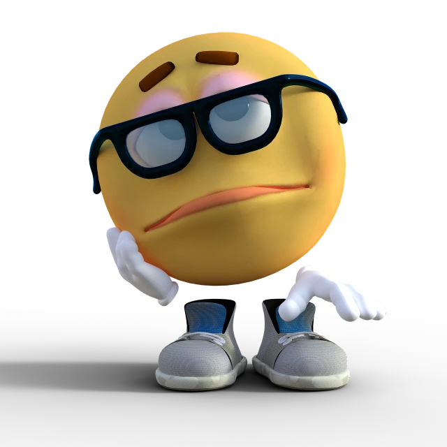 a sad emo emo emo emo emo emo emo emo emo emo emo emo emo, a digital rendering, inspired by Heinz Anger, !!wearing glasses!!, sad emoji, smooth 3d cg render, on black background