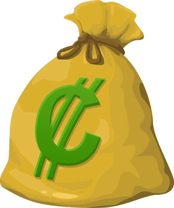 a bag of money with a dollar sign on it, pixabay, mingei, imvu, cartoonish style, bags of money, ( land )