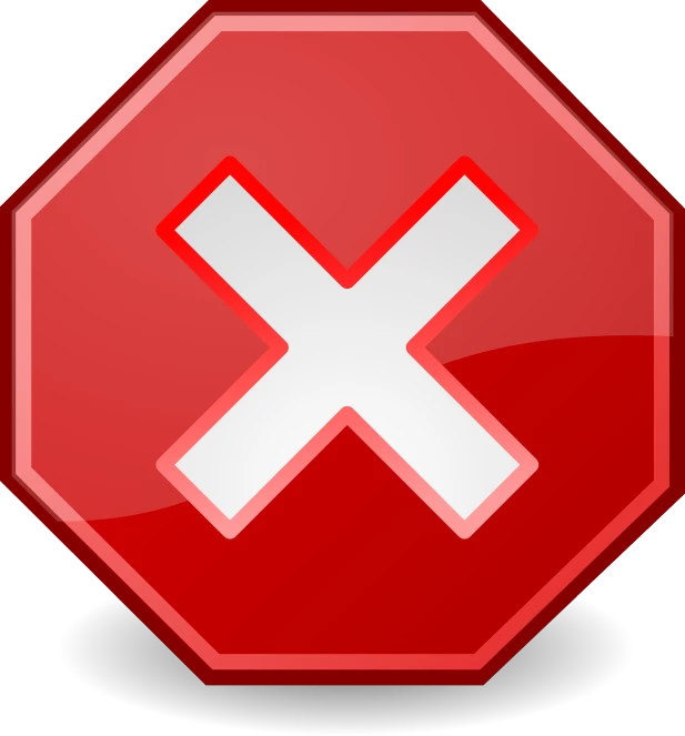 a red stop sign with a white x on it, vector art, by Alexander Fedosav, excessivism, blocky shape, delete, crystal, closed mouth