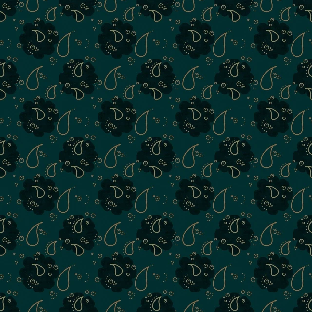 a black and gold paisley pattern on a teal green background, tumblr, generative art, background image, arabic calligraphy, rainy background, repeating pattern. seamless