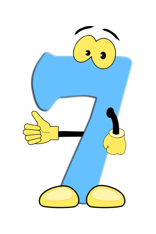 a cartoon character holding a microphone in one hand and a number seven in the other, by Andrei Kolkoutine, pixabay, the banana blue gang, smoke :6, funny jumbled letters, blue colored