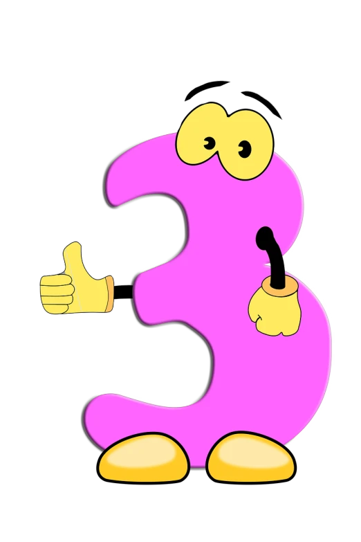 a cartoon character holding a thumbs up, inspired by David B. Mattingly, pixabay, rule of three, number 31!!!!!, puzzle, pink iconic character