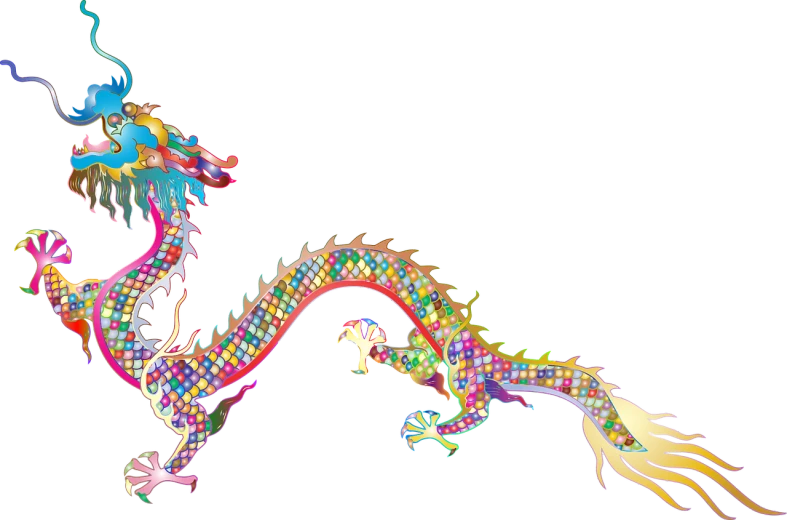 a colorful dragon on a black background, a digital rendering, tumblr, cloisonnism, banner, swarovski, from china, lisa - frank