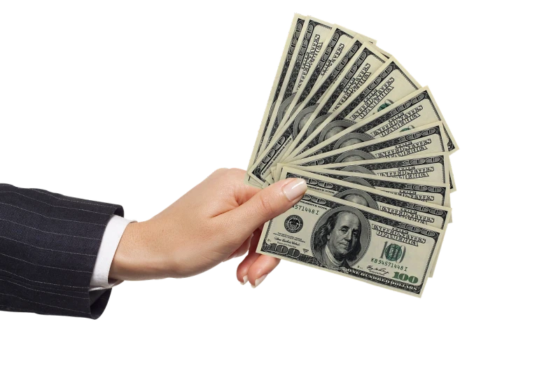 a person holding a fan of money in their hand, a digital rendering, by Dan Christensen, pixabay, hurufiyya, in front of a black background, graphics $ 9 9 call now, big hands, ebay photo