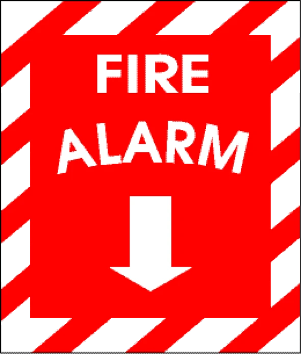 a fire alarm sign with an arrow pointing up, by Primrose Pitman, pixabay, fine art, screen cap, fire theme, 3 0 0, portrait