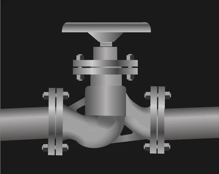 a close up of a pipe on a black background, an illustration of, figuration libre, valves, grey metal body, whole page illustration, computer generated