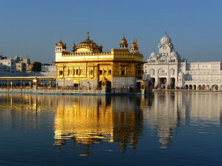 the golden temple is reflected in the water, a picture, by Manjit Bawa, shutterstock, heaven on earth, goat, toronto, indigo