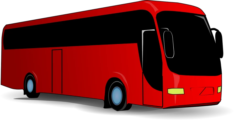 a red bus on a black background, by Tadeusz Makowski, pixabay, digital art, cartoon, plan, robe, caravan