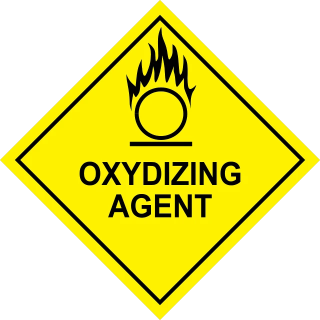 a yellow sign that says oxidizing agent, shutterstock, ozymandias, [ [ award winning ] ], son, chicago