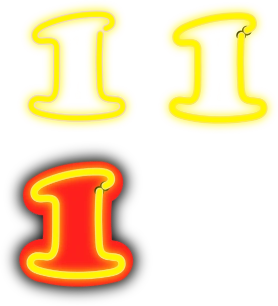 the letters i, ii, and iii are yellow and red, a digital rendering, line vector art, number 31!!!!!, fluorescent, years old