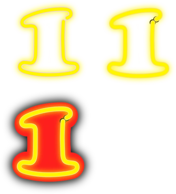 the letters i, ii, and iii are yellow and red, a digital rendering, line vector art, number 31!!!!!, fluorescent, years old