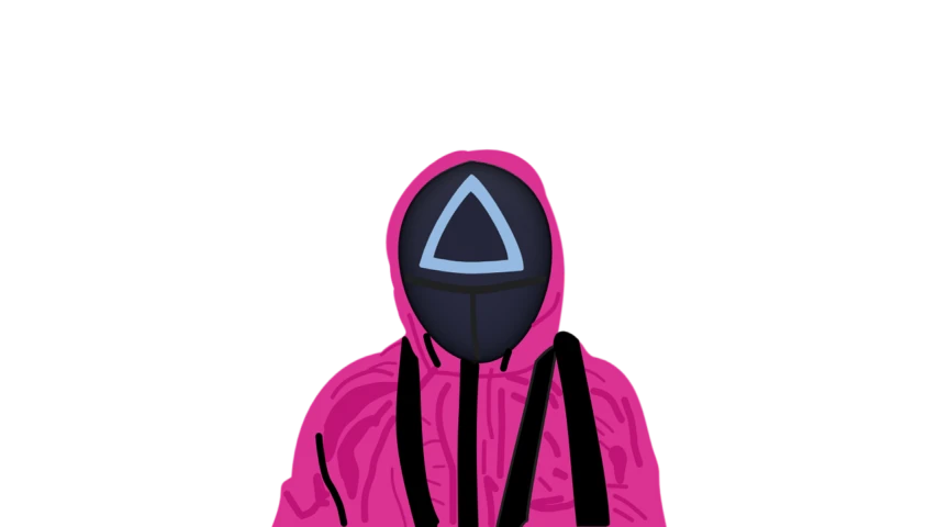 a person wearing a pink and black jacket, a digital painting, inspired by Attila Meszlenyi, tumblr, stealth suit, !!! very coherent!!! vector art, illuminati, ski mask