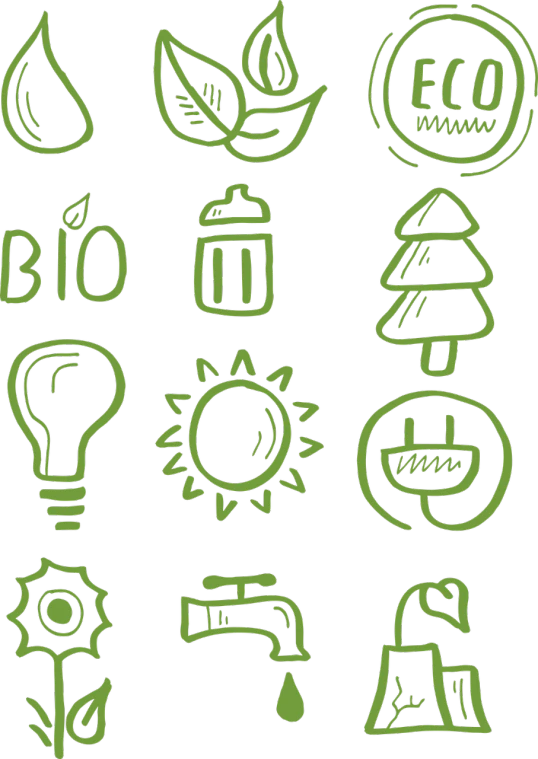 a bunch of green icons on a black background, pixabay, ecological art, outlined hand drawn, organic biomass, panel, tan