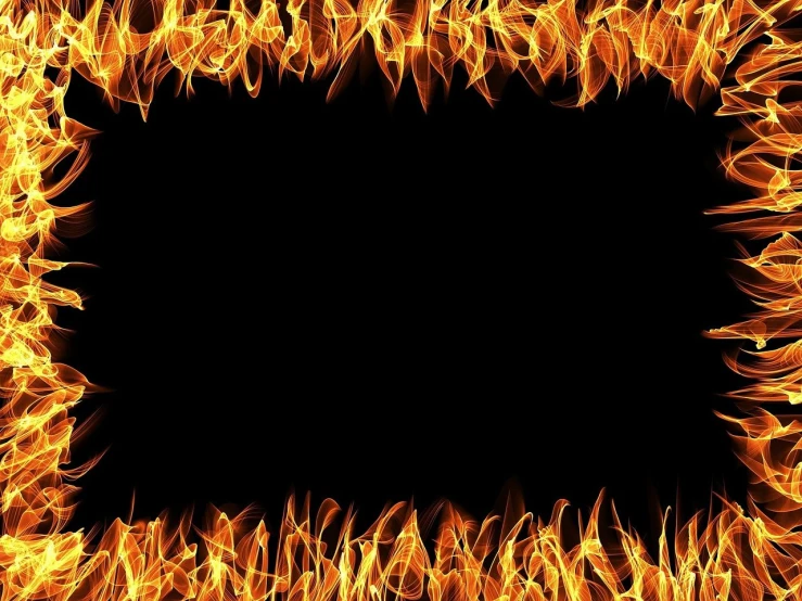 a close up of a fire frame on a black background, digital art, high-quality wallpaper, rectangular, white background, hot food