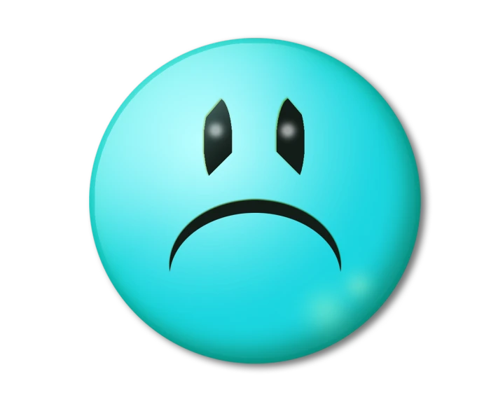 a blue smiley face with a sad expression, a cartoon, flickr, hurufiyya, c 4 d ”, depressed sad expression, colored, sad lighting