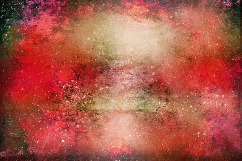 a close up of a red and green background, shutterstock, metaphysical painting, cosmos backdrop, in style of mike savad”, snow, with reflection and textures