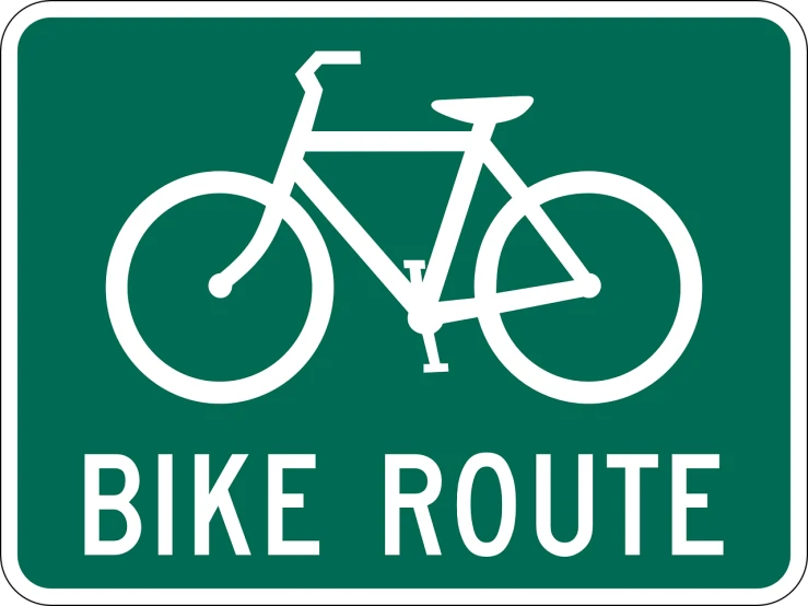 a bike route sign on a green background, pixabay, white background, 2 0 0 2, restored, aaron brooks