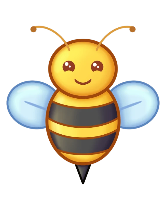 a bee with a smile on its face, a screenshot, detailed vectorart, on black background, animal crossing character, icon