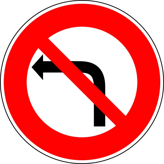 a no right turn sign on a white background, by Jan Zrzavý, hurufiyya, curved red arrow, no logo!!!, orthodox, 3 0