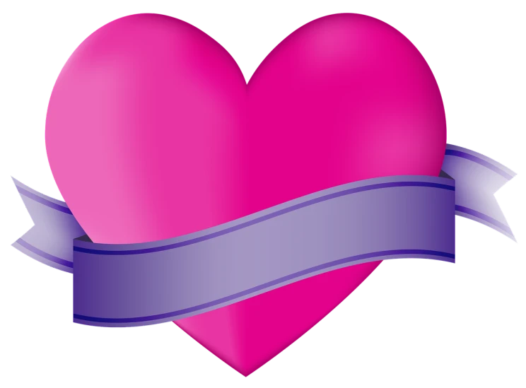 a pink heart with a ribbon around it, a digital rendering, digital art, black and purple, no gradients, banner, colored accurately