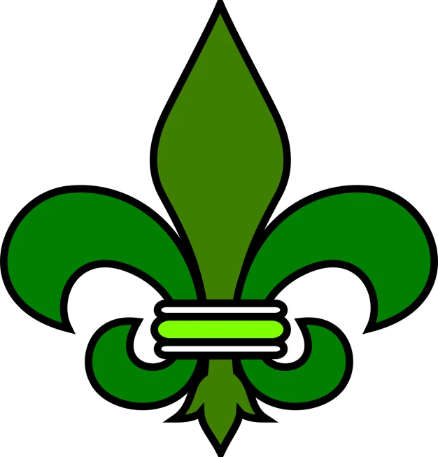 a green fleur de lis on a black background, inspired by Luigi Kasimir, boy scout troop, wikimedia, osiris, a green